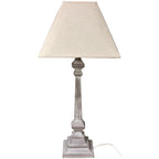 Wooden Table Lamp with Linen Shade Bedside Rustic Home Light