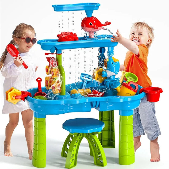 Kids Sand and Water Play Table 3-in-1 Outdoor Activity Set