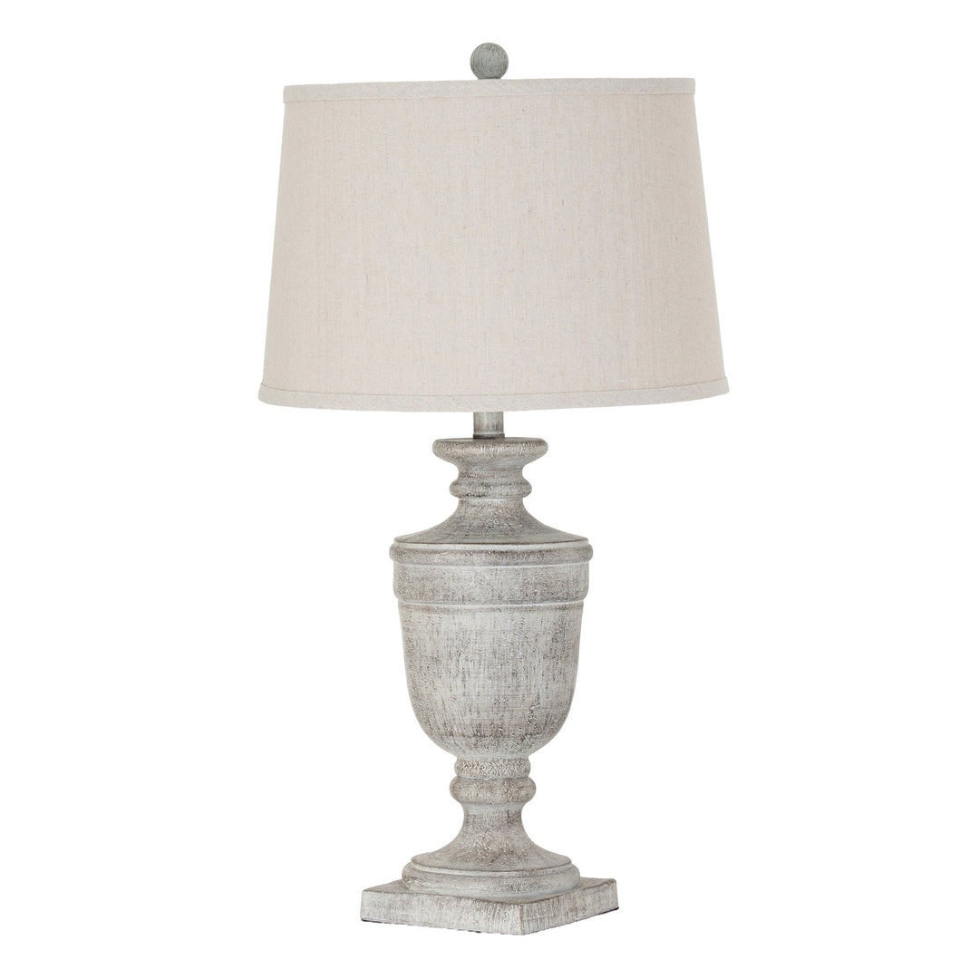 Textured Column Table Lamp with Linen Shade Modern Home Light