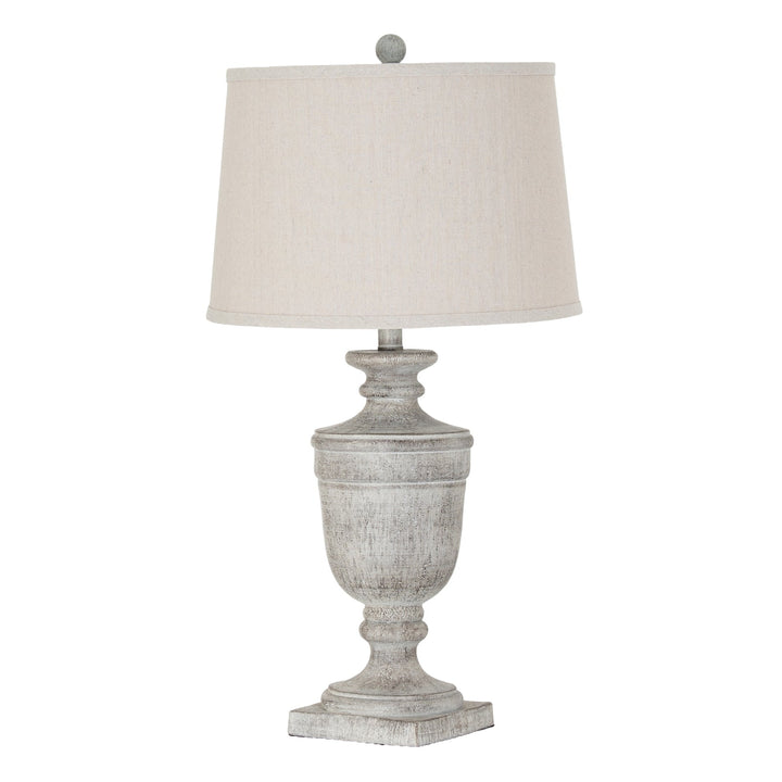 Textured Column Table Lamp with Linen Shade Modern Home Light