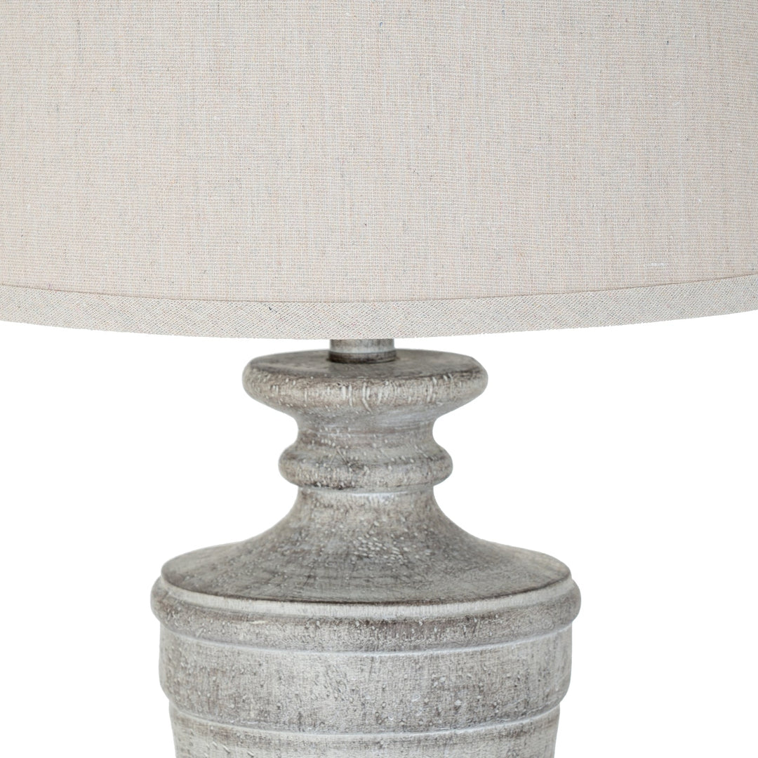 Textured Column Table Lamp with Linen Shade Modern Home Light