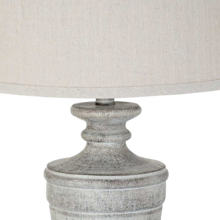 Textured Column Table Lamp with Linen Shade Modern Home Light