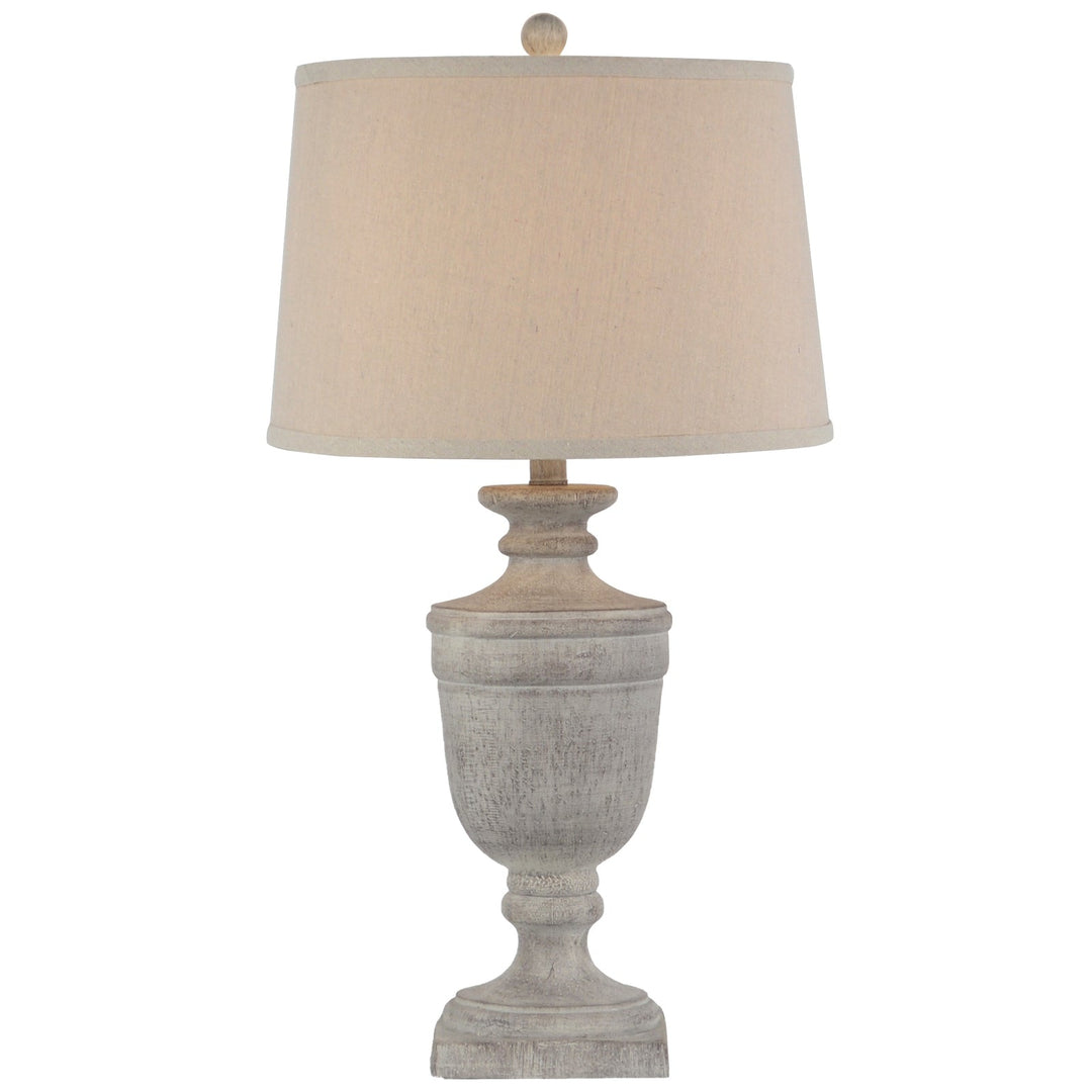 Textured Column Table Lamp with Linen Shade Modern Home Light