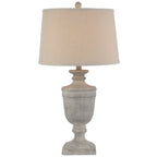 Textured Column Table Lamp with Linen Shade Modern Home Light