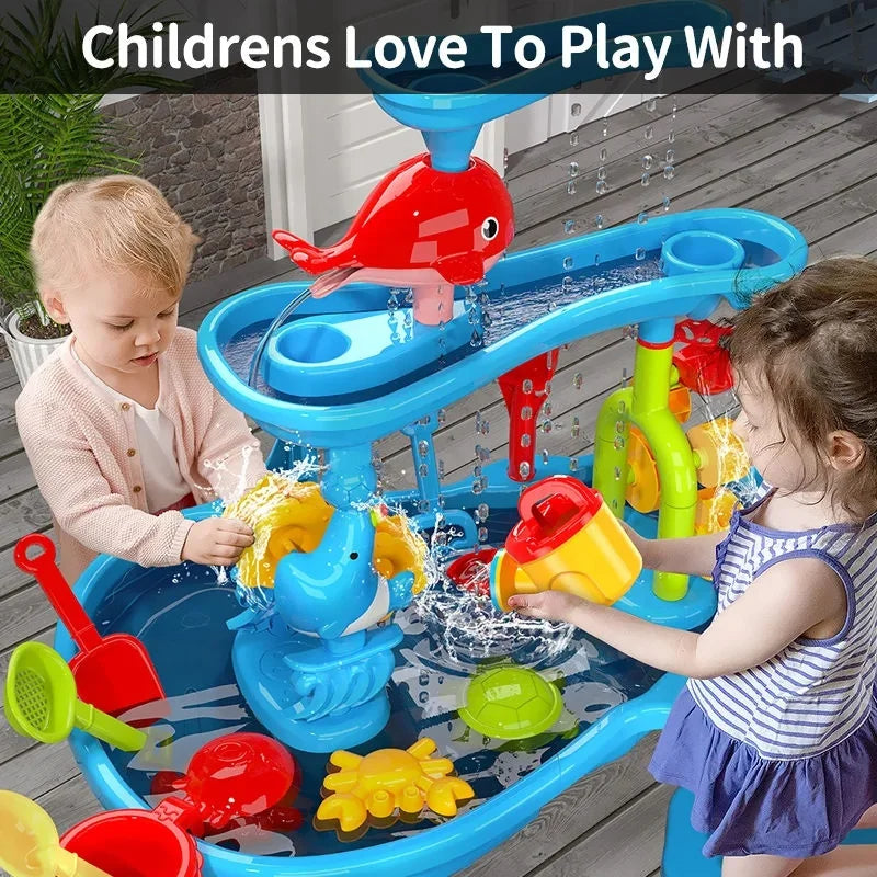 Kids Sand and Water Play Table 3-in-1 Outdoor Activity Set
