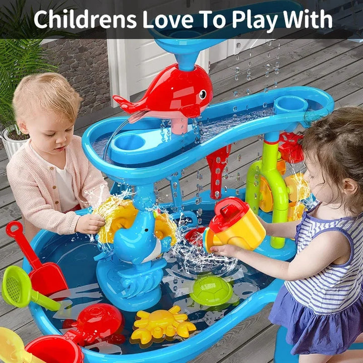 Kids Sand and Water Play Table 3-in-1 Outdoor Activity Set
