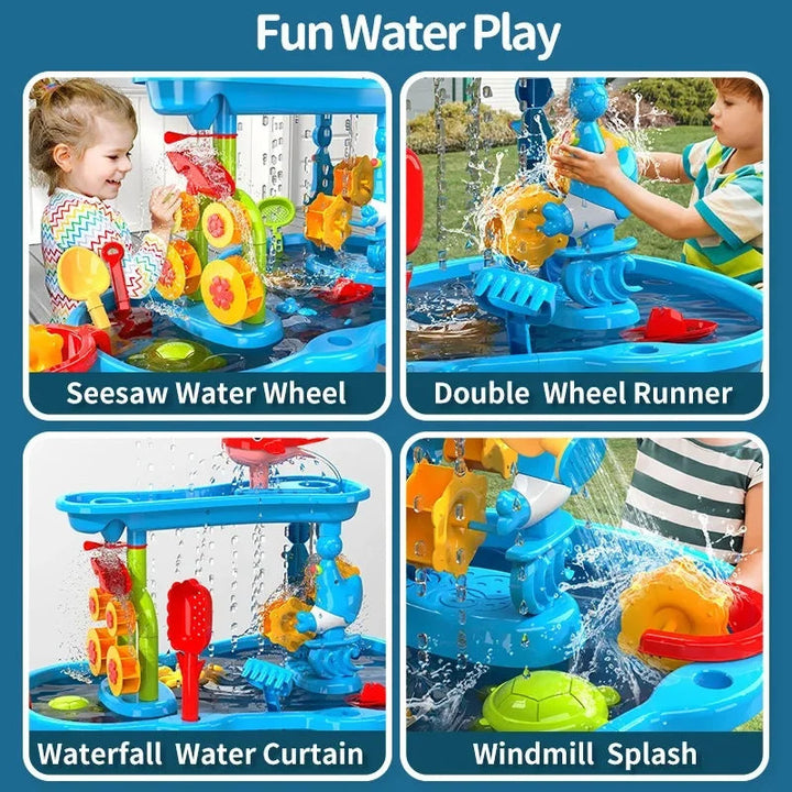Kids Sand and Water Play Table 3-in-1 Outdoor Activity Set