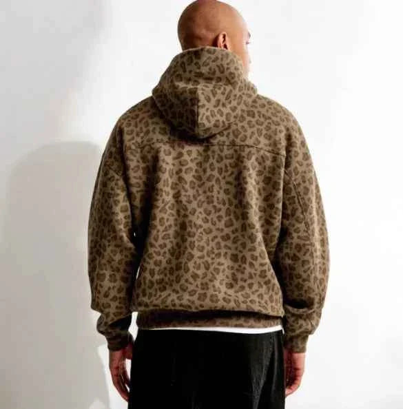 Leopard Print Unisex Hoodie Casual Streetwear Pullover Sweatshirt