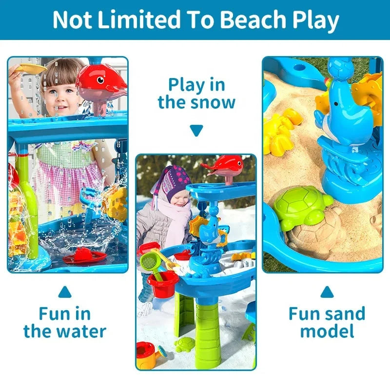 Kids Sand and Water Play Table 3-in-1 Outdoor Activity Set