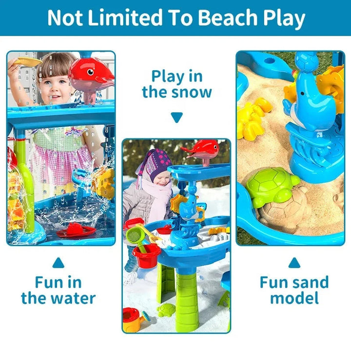 Kids Sand and Water Play Table 3-in-1 Outdoor Activity Set