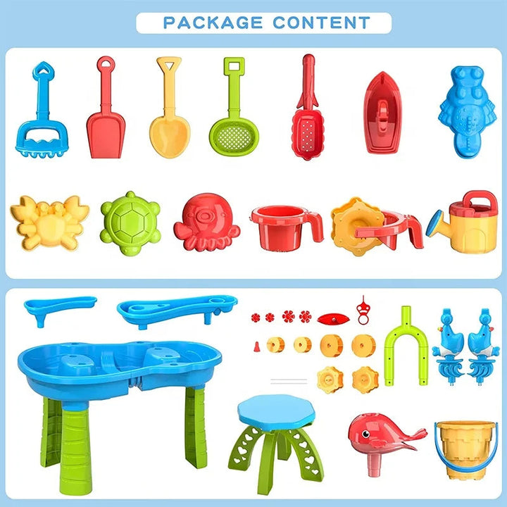 Kids Sand and Water Play Table 3-in-1 Outdoor Activity Set