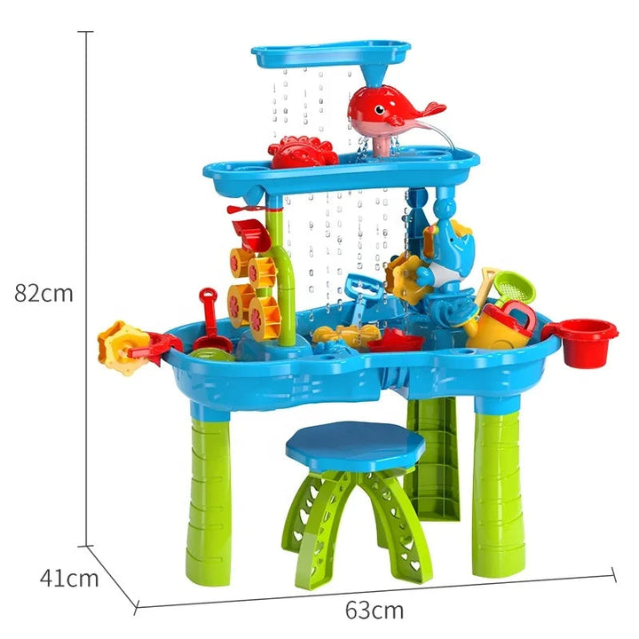Kids Sand and Water Play Table 3-in-1 Outdoor Activity Set