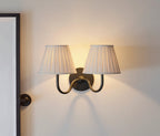 Double Wall Light with Linen Shades French Farmhouse Sconce