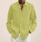 Men's Linen Button-Up Shirt Long Sleeve Casual Shirt