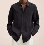 Men's Linen Button-Up Shirt Long Sleeve Casual Shirt