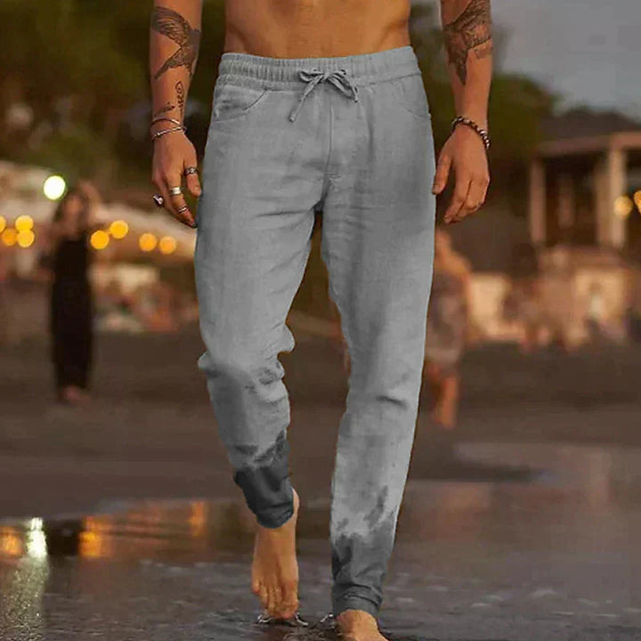 Men's Linen Pants Lightweight Relaxed Fit Summer Trousers