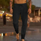 Men's Linen Pants Lightweight Relaxed Fit Summer Trousers