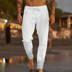 Men's Linen Pants Lightweight Relaxed Fit Summer Trousers