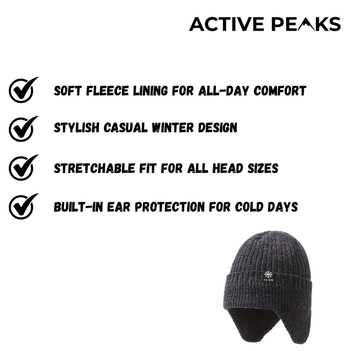 Men's Winter Hat Knitted Fleece Lined Ear Coverage