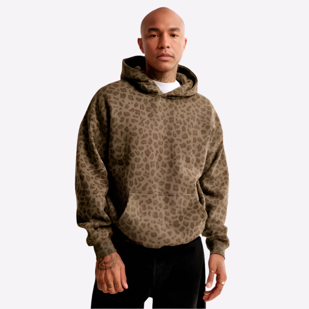 Leopard Print Unisex Hoodie Casual Streetwear Pullover Sweatshirt