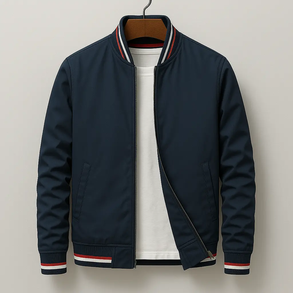 Men's Bomber Jacket with Ribbed Trim