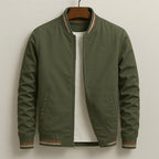Men’s Bomber Jacket Zip-Up Casual Coat with Ribbed Trim