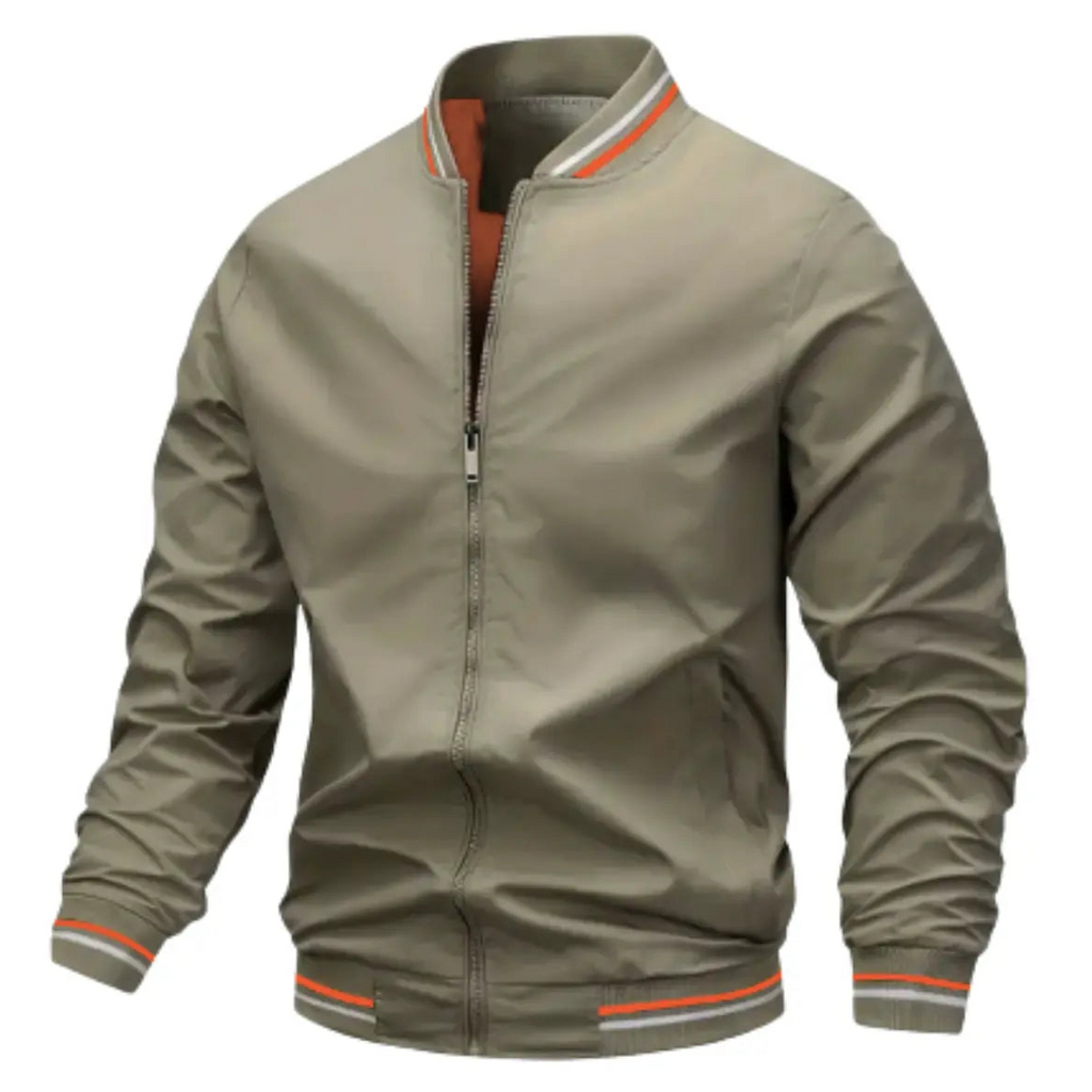 Men’s Bomber Jacket Zip-Up Casual Coat with Ribbed Trim