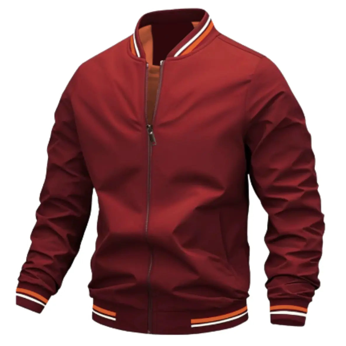 Men’s Bomber Jacket Zip-Up Casual Coat with Ribbed Trim