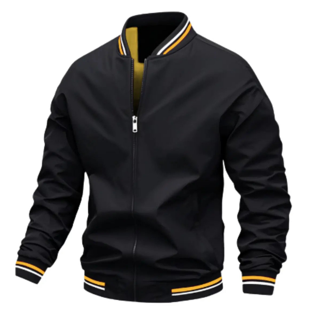 Men’s Bomber Jacket Zip-Up Casual Coat with Ribbed Trim