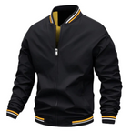 Men’s Bomber Jacket Zip-Up Casual Coat with Ribbed Trim
