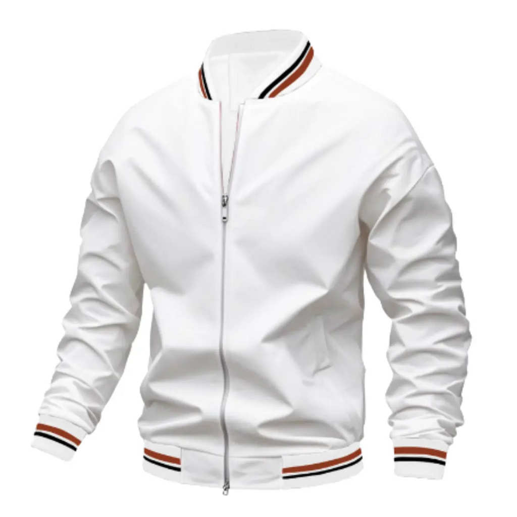 Men’s Bomber Jacket Zip-Up Casual Coat with Ribbed Trim