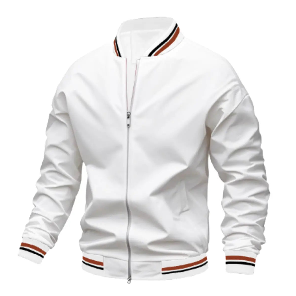 Men’s Bomber Jacket Zip-Up Casual Coat with Ribbed Trim