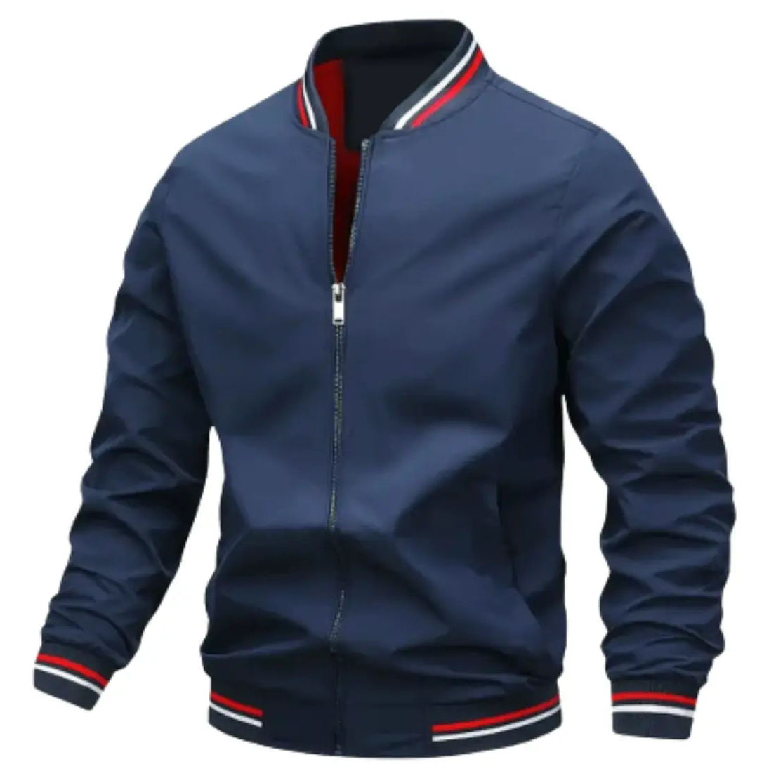 Men’s Bomber Jacket Zip-Up Casual Coat with Ribbed Trim