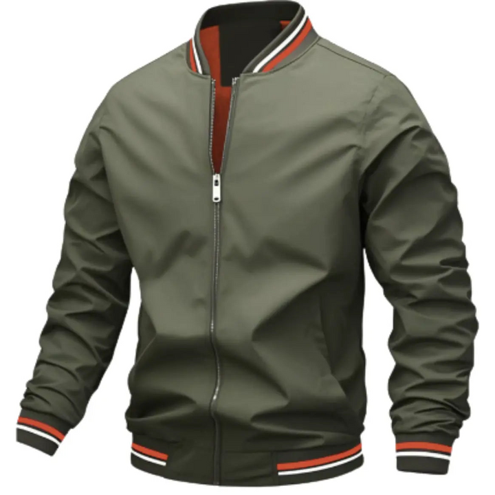 Men's Bomber Jacket with Ribbed Trim