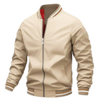 Men’s Bomber Jacket Zip-Up Casual Coat with Ribbed Trim