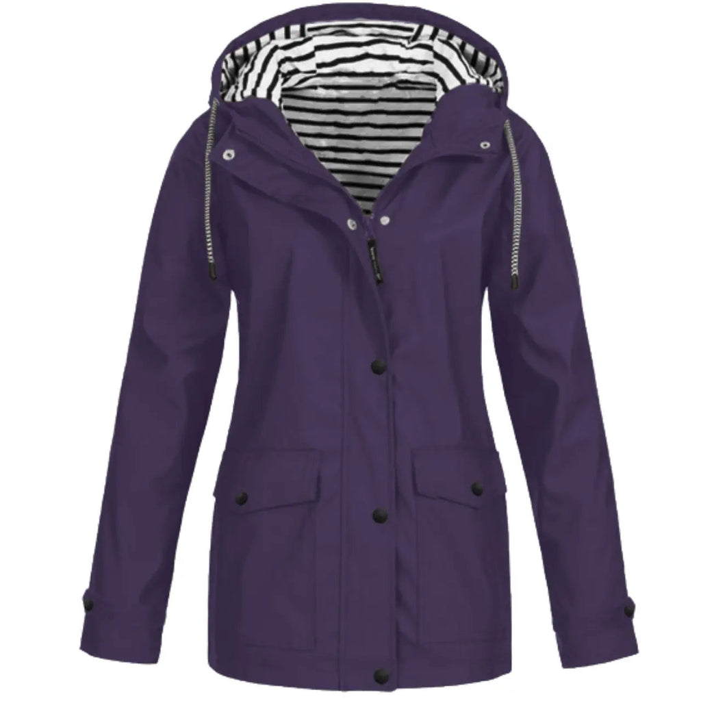 Women’s Hooded Rain Jacket Lightweight Waterproof Coat with Pockets