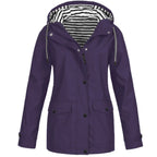 Women’s Hooded Rain Jacket Lightweight Waterproof Coat with Pockets