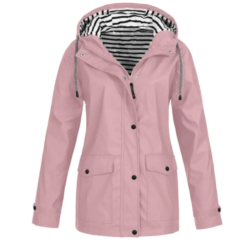 Women’s Hooded Rain Jacket Lightweight Waterproof Coat with Pockets