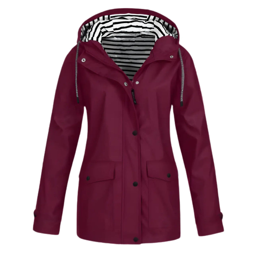 Women’s Hooded Rain Jacket Lightweight Waterproof Coat with Pockets