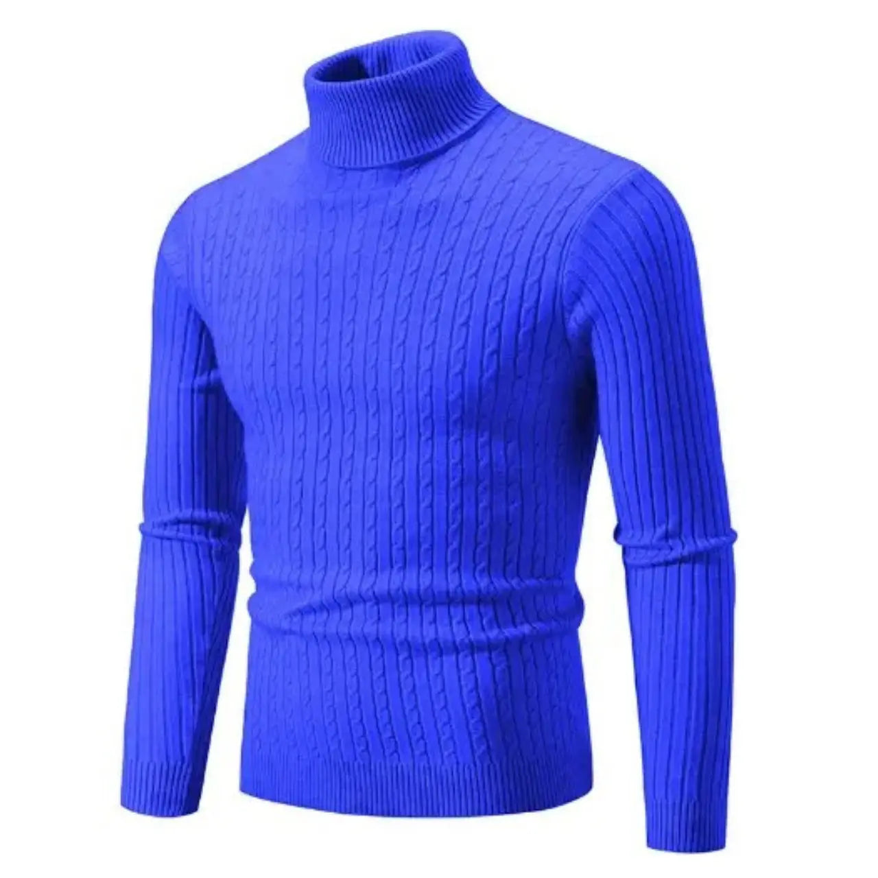 Men’s Turtleneck Knit Sweater Long Sleeve Ribbed Pullover Top