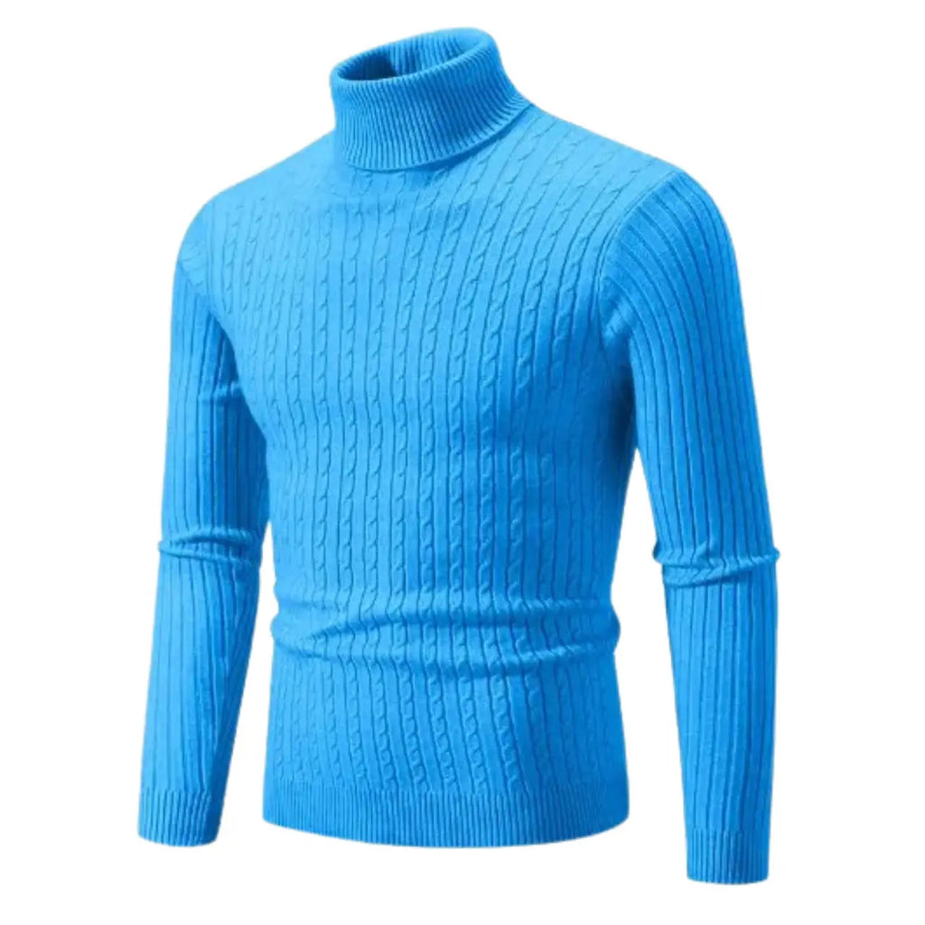 Men’s Turtleneck Knit Sweater Long Sleeve Ribbed Pullover Top