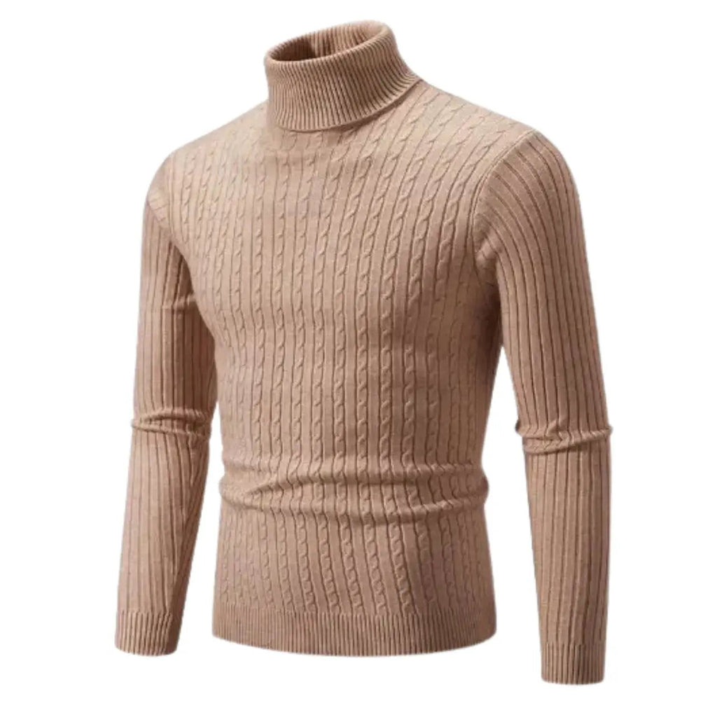 Men’s Turtleneck Knit Sweater Long Sleeve Ribbed Pullover Top