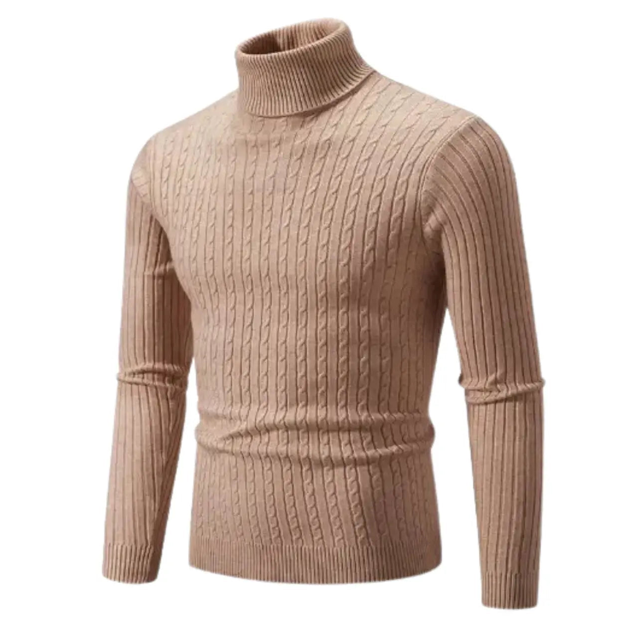 Men’s Turtleneck Knit Sweater Long Sleeve Ribbed Pullover Top