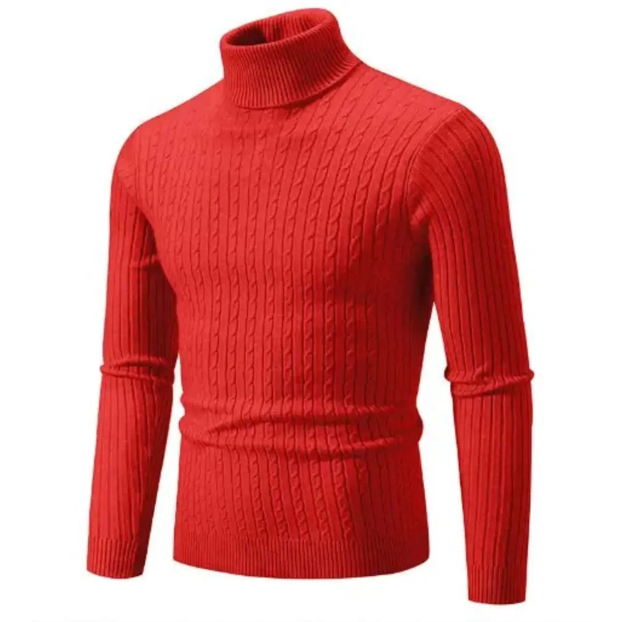 Men’s Turtleneck Knit Sweater Long Sleeve Ribbed Pullover Top