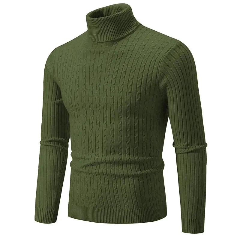 Men’s Turtleneck Knit Sweater Long Sleeve Ribbed Pullover Top