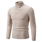 Men’s Turtleneck Knit Sweater Long Sleeve Ribbed Pullover Top