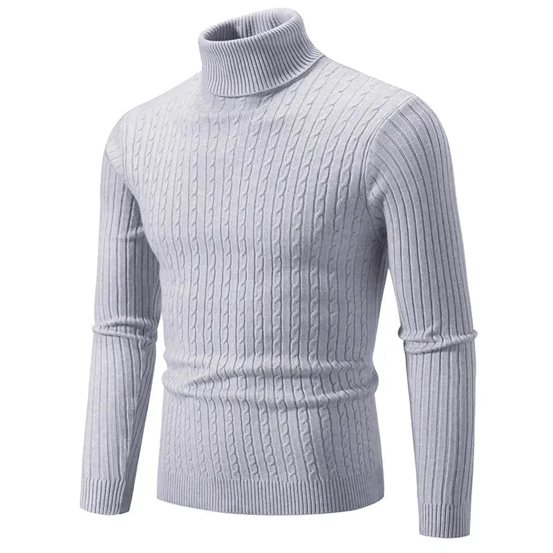 Men’s Turtleneck Knit Sweater Long Sleeve Ribbed Pullover Top