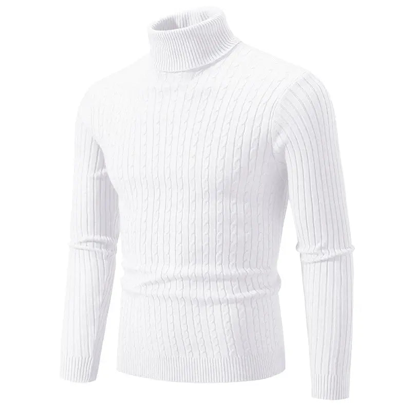 Men’s Turtleneck Knit Sweater Long Sleeve Ribbed Pullover Top