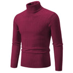 Men’s Turtleneck Knit Sweater Long Sleeve Ribbed Pullover Top