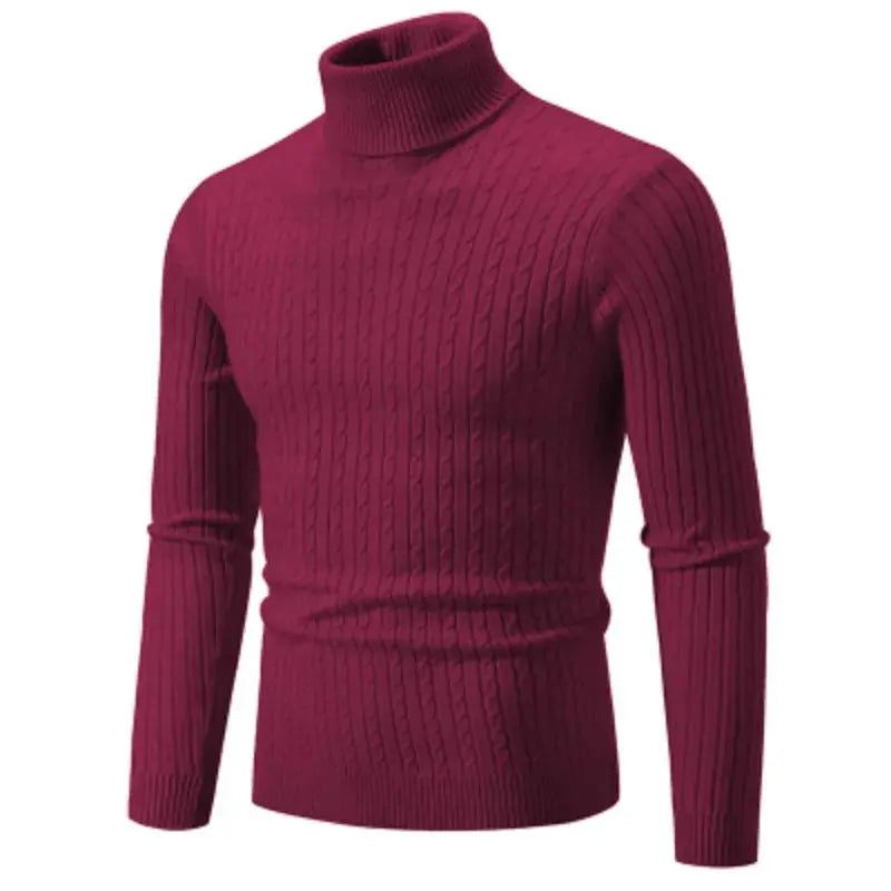 Men’s Turtleneck Knit Sweater Long Sleeve Ribbed Pullover Top